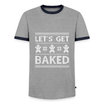 Let's Get Baked - Men's Ringer Shirt - grey/navy  - Front - AI Model Female 172 light (172cm) & AI Model Male 178 light (178cm)