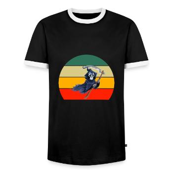 Grim Reaper Costume Party Cadeau Rétro Halloween - T-shirt contrasté Homme - noir/blanc - Devant - AI Model Female 172 light (172cm) & AI Model Male 178 light (178cm)