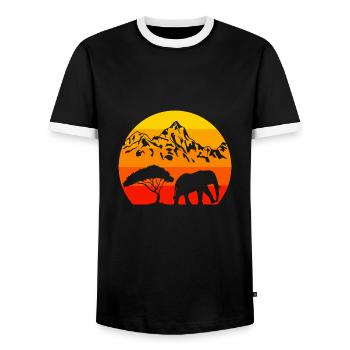 Sonnenuntergang Zoo Tierliebhaber Afrika Elefant - Männer Kontrast-T-Shirt - Schwarz/Weiß - Vorne - AI Model Female 172 light (172cm) & AI Model Male 178 light (178cm)