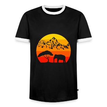 Amoureux des animaux Afrique Animal Nature Rétro Éléphant - T-shirt contrasté Homme - noir/blanc - Devant - AI Model Female 172 light (172cm) & AI Model Male 178 light (178cm)