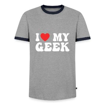 I Love My Geek - T-shirt contrasté Homme - gris/marine  - Devant - AI Model Female 172 light (172cm) & AI Model Male 178 light (178cm)