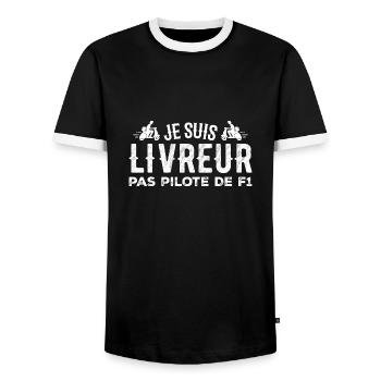 I am a delivery person not a driver - Men's Ringer Shirt - black/white - Front - AI Model Female 172 light (172cm) & AI Model Male 178 light (178cm)