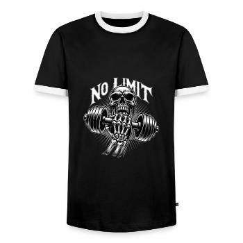 keine Grenze Skull im Workout Bodybuilding Hantel - Männer Kontrast-T-Shirt - Schwarz/Weiß - Vorne - AI Model Female 172 light (172cm) & AI Model Male 178 light (178cm)