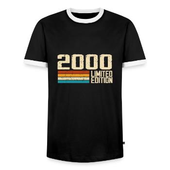 Jahrgang 2000 - Jahrgang 2000 Retro Geburtstag - Männer Kontrast-T-Shirt - Schwarz/Weiß - Vorne - AI Model Female 172 light (172cm) & AI Model Male 178 light (178cm)