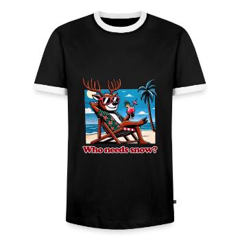 drôle anti renne de Noël en vacances - T-shirt contrasté Homme - noir/blanc - Devant - AI Model Female 172 light (172cm) & AI Model Male 178 light (178cm)