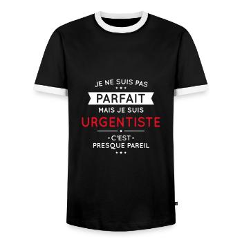 Je ne suis pas parfait mais je suis urgentiste - T-shirt contrasté Homme - noir/blanc - Devant - AI Model Female 172 light (172cm) & AI Model Male 178 light (178cm)