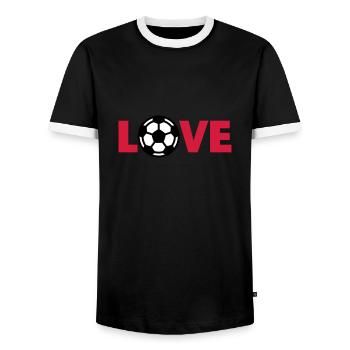 Fußball – Love (I Love Football) - Männer Kontrast-T-Shirt - Schwarz/Weiß - Vorne - AI Model Female 172 light (172cm) & AI Model Male 178 light (178cm)
