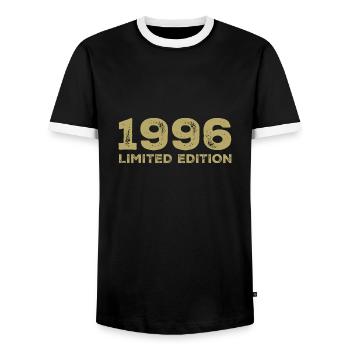 Geburtstagsgeschenk Jahrgang 1996 Jahrgang 1996 - Männer Kontrast-T-Shirt - Schwarz/Weiß - Vorne - AI Model Female 172 light (172cm) & AI Model Male 178 light (178cm)