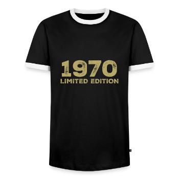 Cadeau D'anniversaire Nées En 1970 Vintage 1970 - T-shirt contrasté Homme - noir/blanc - Devant - AI Model Female 172 light (172cm) & AI Model Male 178 light (178cm)