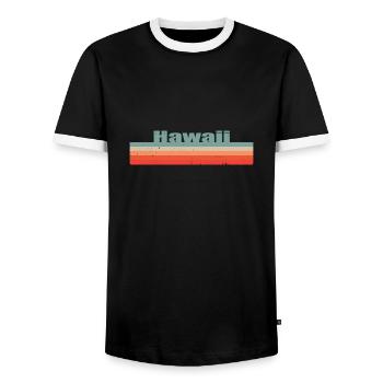 Hawaii Vintage - Men's Ringer Shirt - black/white - Front - AI Model Female 172 light (172cm) & AI Model Male 178 light (178cm)
