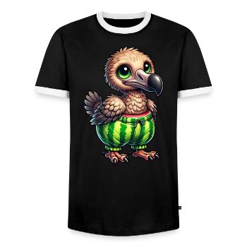 Dodo fantaisiste avec pastèque drôle fruité - T-shirt contrasté Homme - noir/blanc - Devant - AI Model Female 172 light (172cm) & AI Model Male 178 light (178cm)