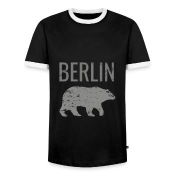 Berlin mit dem Bären Bär wie Berlin Spruch - Männer Kontrast-T-Shirt - Schwarz/Weiß - Vorne - AI Model Female 172 light (172cm) & AI Model Male 178 light (178cm)