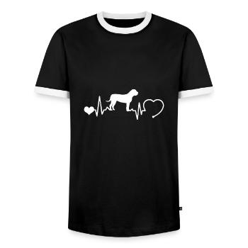 Boerboel mit Herzschlag - Männer Kontrast-T-Shirt - Schwarz/Weiß - Vorne - AI Model Female 172 light (172cm) & AI Model Male 178 light (178cm)