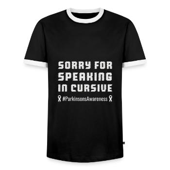 Voix drôle de sensibilisation à la maladie de Parkinson - T-shirt contrasté Homme - noir/blanc - Devant - AI Model Female 172 light (172cm) & AI Model Male 178 light (178cm)