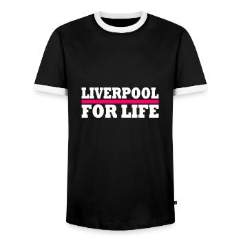 Liverpool - Männer Kontrast-T-Shirt - Schwarz/Weiß - Vorne - AI Model Female 172 light (172cm) & AI Model Male 178 light (178cm)