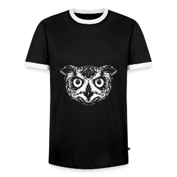 Owl / Eagle Owl / Owl - Men's Ringer Shirt - black/white - Front - AI Model Female 172 light (172cm) & AI Model Male 178 light (178cm)