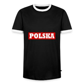 Polska - Men's Ringer Shirt - black/white - Front - AI Model Female 172 light (172cm) & AI Model Male 178 light (178cm)