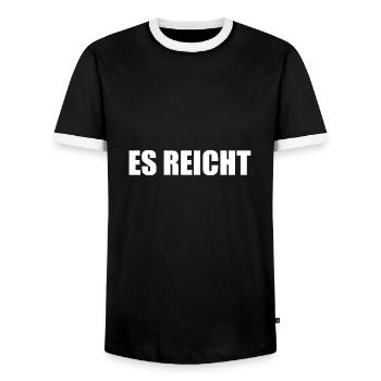 Es reicht - Männer Kontrast-T-Shirt - Schwarz/Weiß - Vorne - AI Model Female 172 light (172cm) & AI Model Male 178 light (178cm)