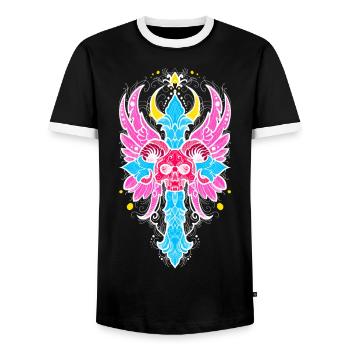 Kreuz Flügel Totenkopf - Männer Kontrast-T-Shirt - Schwarz/Weiß - Vorne - AI Model Female 172 light (172cm) & AI Model Male 178 light (178cm)