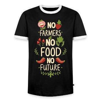 No Farmers No Food No Future Farmer Farmer - Men's Ringer Shirt - black/white - Front - AI Model Female 172 light (172cm) & AI Model Male 178 light (178cm)
