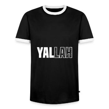 Yallah - Men's Ringer Shirt - black/white - Front - AI Model Female 172 light (172cm) & AI Model Male 178 light (178cm)