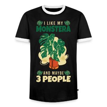 Monstera - Men's Ringer Shirt - black/white - Front - AI Model Female 172 light (172cm) & AI Model Male 178 light (178cm)