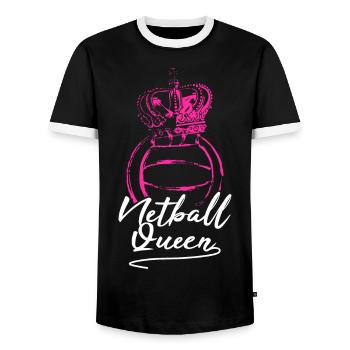 Reine du Netball - T-shirt contrasté Homme - noir/blanc - Devant - AI Model Female 172 light (172cm) & AI Model Male 178 light (178cm)