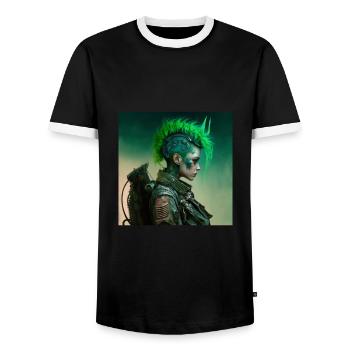 Mädchen aus der Zukunft - Männer Kontrast-T-Shirt - Schwarz/Weiß - Vorne - AI Model Female 172 light (172cm) & AI Model Male 178 light (178cm)