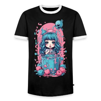 Gothique Kawaii Milkshake Anime Goth Design - T-shirt contrasté Homme - noir/blanc - Devant - AI Model Female 172 light (172cm) & AI Model Male 178 light (178cm)