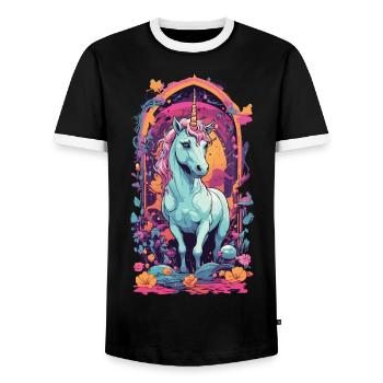 Magic Pastel Unicorn Best Friend for Girls - Men's Ringer Shirt - black/white - Front - AI Model Female 172 light (172cm) & AI Model Male 178 light (178cm)