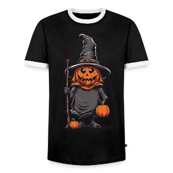 Hexe Kürbis Geist Halloween Magie Design - Männer Kontrast-T-Shirt - Schwarz/Weiß - Vorne - AI Model Female 172 light (172cm) & AI Model Male 178 light (178cm)