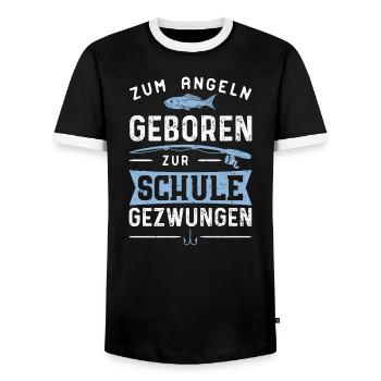 Né pour pêcher forcé à l'école - Pêche - T-shirt contrasté Homme - noir/blanc - Devant - AI Model Female 172 light (172cm) & AI Model Male 178 light (178cm)