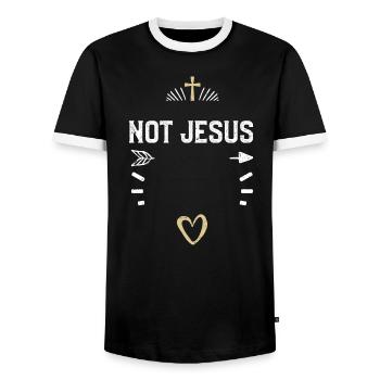 Pas Jésus - Jésus - T-shirt contrasté Homme - noir/blanc - Devant - AI Model Female 172 light (172cm) & AI Model Male 178 light (178cm)