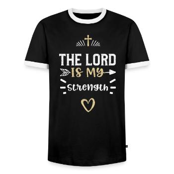Le Seigneur est ma force - Jésus - T-shirt contrasté Homme - noir/blanc - Devant - AI Model Female 172 light (172cm) & AI Model Male 178 light (178cm)