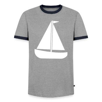 Voilier - T-shirt contrasté Homme - gris/marine  - Devant - AI Model Female 172 light (172cm) & AI Model Male 178 light (178cm)