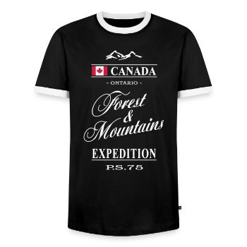 Canada - Ontario - Men's Ringer Shirt - black/white - Front - AI Model Female 172 light (172cm) & AI Model Male 178 light (178cm)