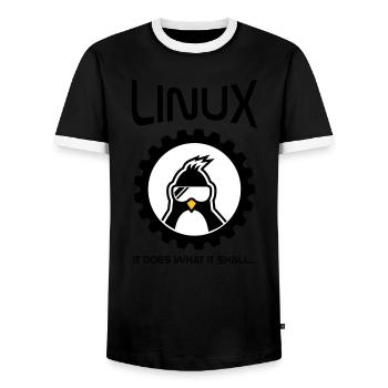 linux tut was es soll - Männer Kontrast-T-Shirt - Schwarz/Weiß - Vorne - AI Model Female 172 light (172cm) & AI Model Male 178 light (178cm)