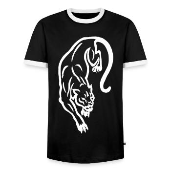 Weiße Panther-Silhouette - Männer Kontrast-T-Shirt - Schwarz/Weiß - Vorne - AI Model Female 172 light (172cm) & AI Model Male 178 light (178cm)