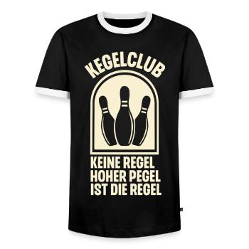 Club de quilles - T-shirt contrasté Homme - noir/blanc - Devant - AI Model Female 172 light (172cm) & AI Model Male 178 light (178cm)