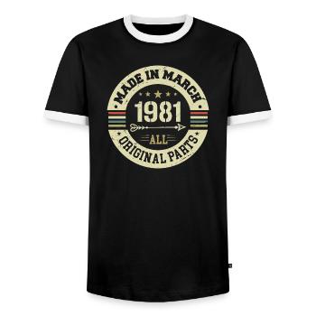 Légendaire depuis mars 1981 - T-shirt contrasté Homme - noir/blanc - Devant - AI Model Female 172 light (172cm) & AI Model Male 178 light (178cm)