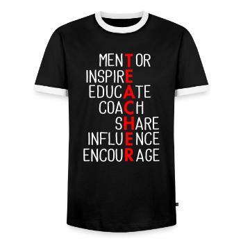 Teacher - Men's Ringer Shirt - black/white - Front - AI Model Female 172 light (172cm) & AI Model Male 178 light (178cm)