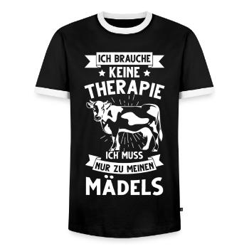 Lustiges Kuh Landwirt Bäuerin Kühe Geschenk - Männer Kontrast-T-Shirt - Schwarz/Weiß - Vorne - AI Model Female 172 light (172cm) & AI Model Male 178 light (178cm)