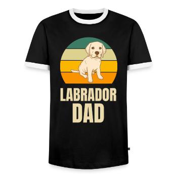 Rétro Labrador Papa - T-shirt contrasté Homme - noir/blanc - Devant - AI Model Female 172 light (172cm) & AI Model Male 178 light (178cm)