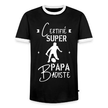 Super papa badiste - T-shirt contrasté Homme - noir/blanc - Devant - AI Model Female 172 light (172cm) & AI Model Male 178 light (178cm)