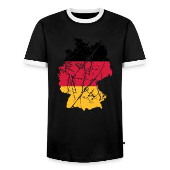 kratzer risse karte land 3 farben deutschland nati - Männer Kontrast-T-Shirt - Schwarz/Weiß - Vorne - AI Model Female 172 light (172cm) & AI Model Male 178 light (178cm)