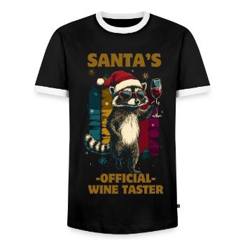 Drôle de dicton vin Noël raton laveur - T-shirt contrasté Homme - noir/blanc - Devant - AI Model Female 172 light (172cm) & AI Model Male 178 light (178cm)