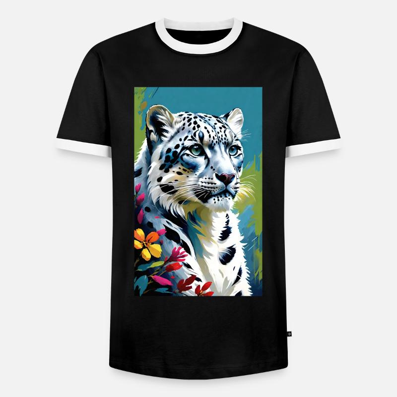 Schneeleopard | Leopard | Raubtier - Männer Kontrast-T-Shirt - Schwarz/Weiß