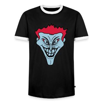 psycho psychopath verrueckt clown joker grinsen mu - Männer Kontrast-T-Shirt - Schwarz/Weiß - Vorne - AI Model Female 172 light (172cm) & AI Model Male 178 light (178cm)