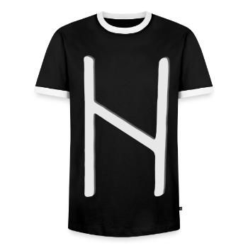 Futhark Alphabet runique Hagalaz - T-shirt contrasté Homme - noir/blanc - Devant - AI Model Female 172 light (172cm) & AI Model Male 178 light (178cm)