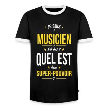 Je suis musicien - Super-pouvoir - T-shirt contrasté Homme - noir/blanc - Devant - AI Model Female 172 light (172cm) & AI Model Male 178 light (178cm)